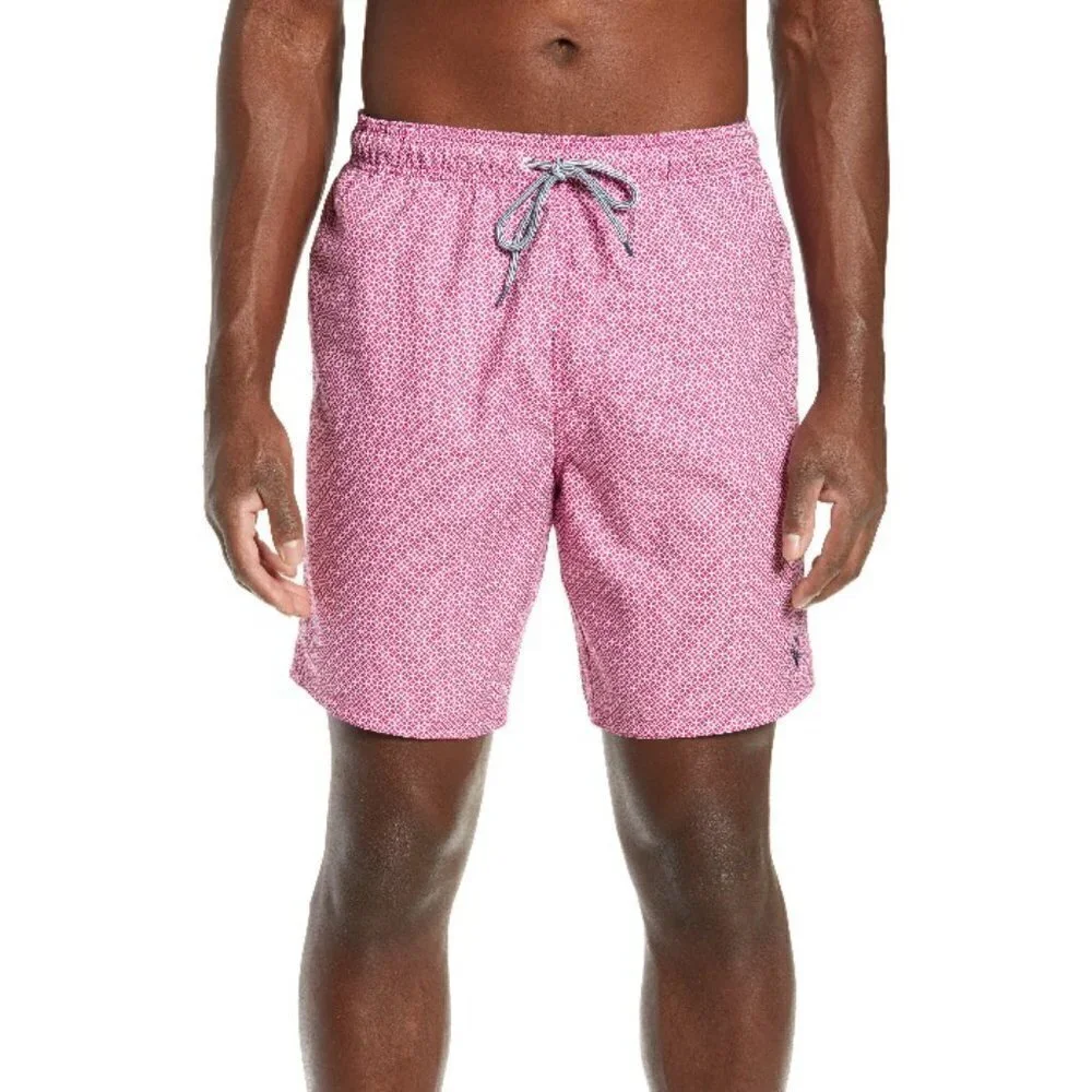 💕TED BAKER💕 Ribs Geo Printed Swim Shorts ~ Pink